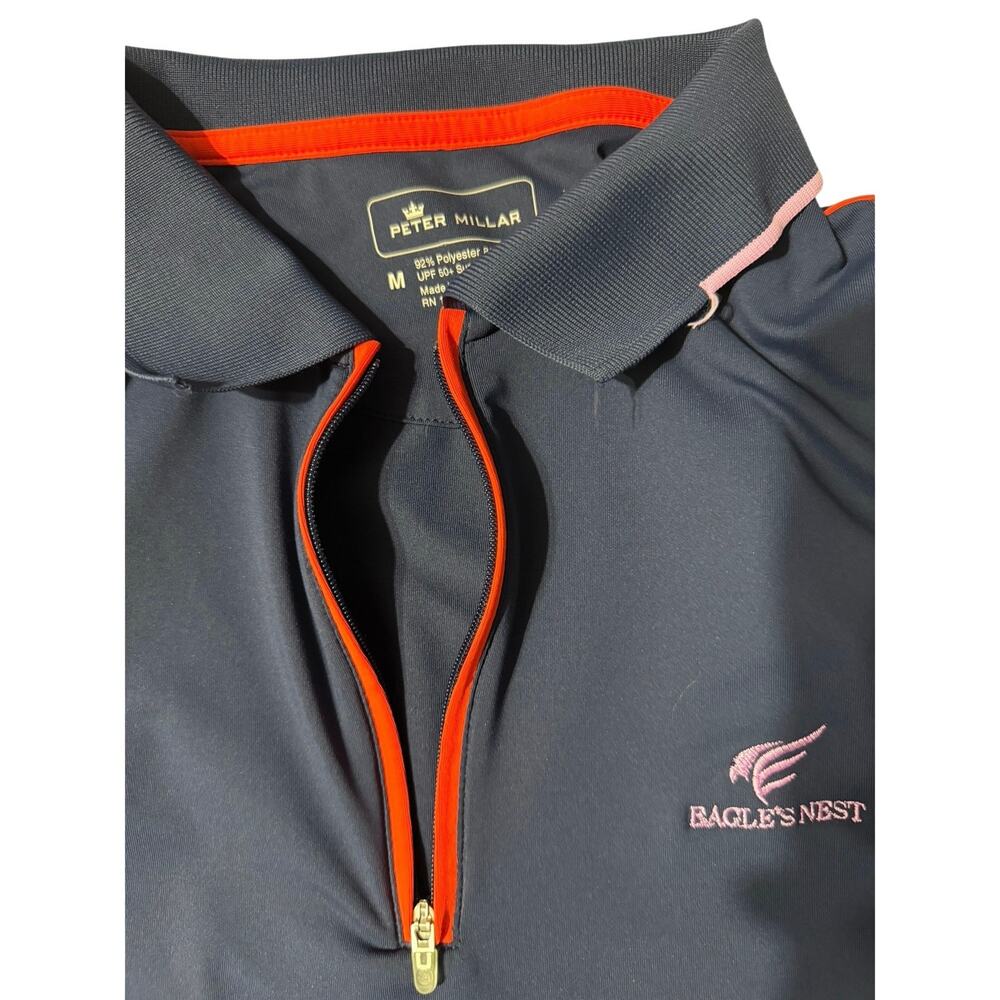 Peter Millar Women’s M Golf Tank Polo Navy Pink Eagles Nest UPF 50+ - Picture 2 of 11
